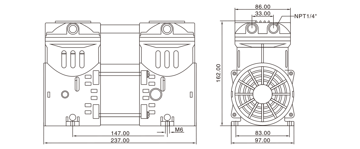 HP-550V活塞真空泵 尺寸圖